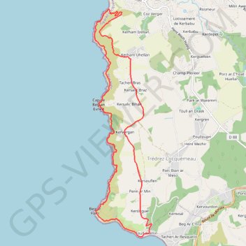 Itinéraire Boucles des falaises de Trédrez par Toul ar Vilin, distance, dénivelé, altitude, carte, profil, trace GPS