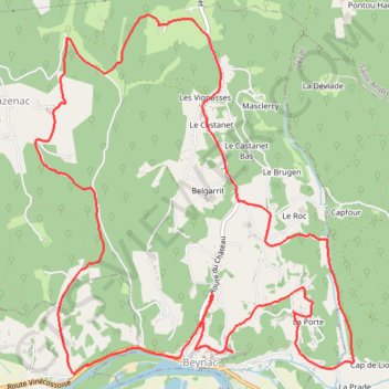 Itinéraire Beynac en Périgord Noir, distance, dénivelé, altitude, carte, profil, trace GPS