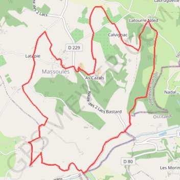 Itinéraire Massoulès par Sainte-Quitterie et Calvignac - Pays de la vallée du Lot, distance, dénivelé, altitude, carte, profil, trace GPS