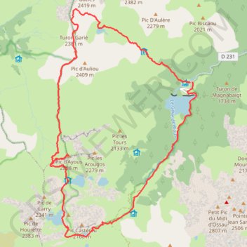 Itinéraire Soum d'Aas et Pic d'Ayous en boucle par les lacs d'Aule et d'Ayous, distance, dénivelé, altitude, carte, profil, trace GPS