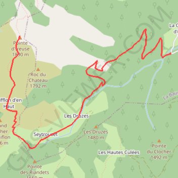 Itinéraire Pointe d'Ireuse, distance, dénivelé, altitude, carte, profil, trace GPS