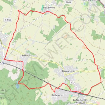 Itinéraire La Queue lez Yvelines Forêt des Quatre Piliers, distance, dénivelé, altitude, carte, profil, trace GPS