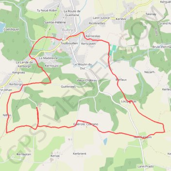 Itinéraire Bubry, distance, dénivelé, altitude, carte, profil, trace GPS