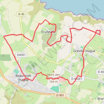 Itinéraire De Beaumont Hague à Gréville-Hague, distance, dénivelé, altitude, carte, profil, trace GPS