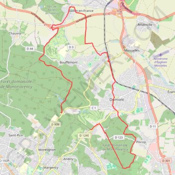 Itinéraire Grand tour de Domont, distance, dénivelé, altitude, carte, profil, trace GPS