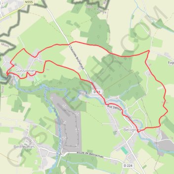 Itinéraire Circuits de la Vallée du Marbre - Gussignies, distance, dénivelé, altitude, carte, profil, trace GPS