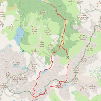 Itinéraire Puigs de la Grava et de la Cometa depuis Orlu, distance, dénivelé, altitude, carte, profil, trace GPS