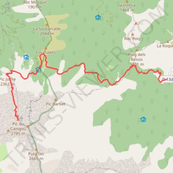 Itinéraire Canigou, distance, dénivelé, altitude, carte, profil, trace GPS