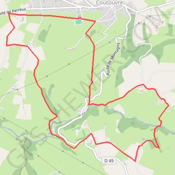 Itinéraire Circuit des 2 chapelles - Coutouvre, distance, dénivelé, altitude, carte, profil, trace GPS