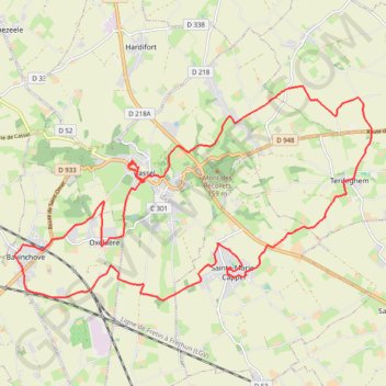 Itinéraire Autour de Cassel, distance, dénivelé, altitude, carte, profil, trace GPS