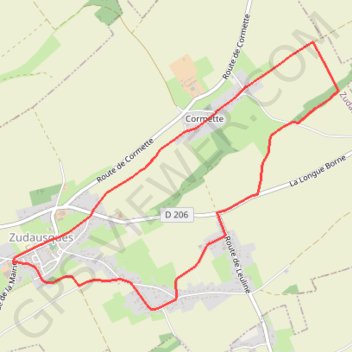 Itinéraire Les Cormettes - Zudausques, distance, dénivelé, altitude, carte, profil, trace GPS