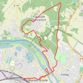 Itinéraire Boucle à partir de Mantes la Jolie, distance, dénivelé, altitude, carte, profil, trace GPS