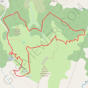 Itinéraire Goulier - grail - goulier, distance, dénivelé, altitude, carte, profil, trace GPS