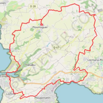 Itinéraire Ploumoguer - Le Conquet, distance, dénivelé, altitude, carte, profil, trace GPS