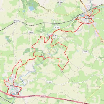 Itinéraire La vallée de la Jouanne - Argentré, distance, dénivelé, altitude, carte, profil, trace GPS