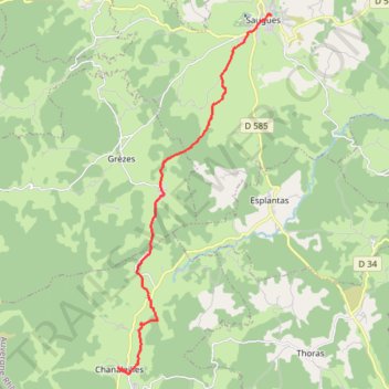 Itinéraire Saugues - Chanaleilles, distance, dénivelé, altitude, carte, profil, trace GPS