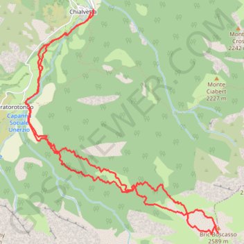 Itinéraire Bric Boscasso (Val Maira - Italie), distance, dénivelé, altitude, carte, profil, trace GPS