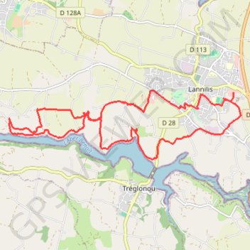 Itinéraire De Lannilis aux rives de l'Aber Benoît, distance, dénivelé, altitude, carte, profil, trace GPS