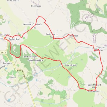 Itinéraire Randonnée entre Lot et Garonne, distance, dénivelé, altitude, carte, profil, trace GPS