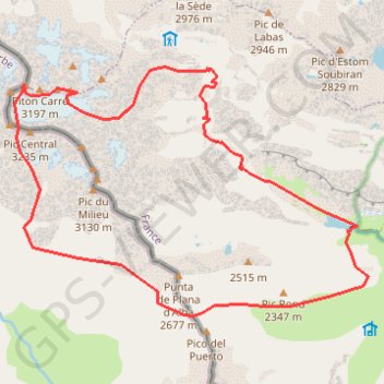 Itinéraire Pique Longue du Vignemale par la Moskowa, distance, dénivelé, altitude, carte, profil, trace GPS