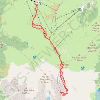 Itinéraire Nord nère depuis peyresourde, distance, dénivelé, altitude, carte, profil, trace GPS