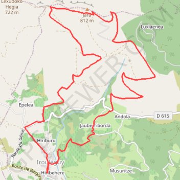 Itinéraire Le Jara depuis Irouleguy en boucle, distance, dénivelé, altitude, carte, profil, trace GPS