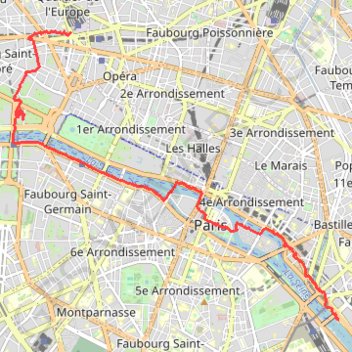 Itinéraire De la gare de lyon à la gare Saint lazare, distance, dénivelé, altitude, carte, profil, trace GPS