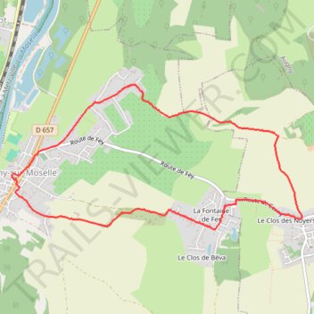 Itinéraire Corny-sur-Moselle - Fey, distance, dénivelé, altitude, carte, profil, trace GPS