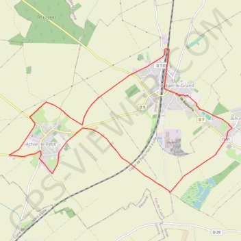 Itinéraire Le sentier des Trois Pourchains (Achiet-le-Grand), distance, dénivelé, altitude, carte, profil, trace GPS