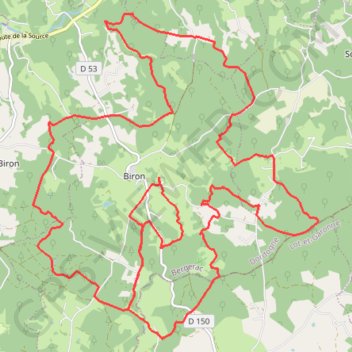 Itinéraire Autour de Biron, distance, dénivelé, altitude, carte, profil, trace GPS