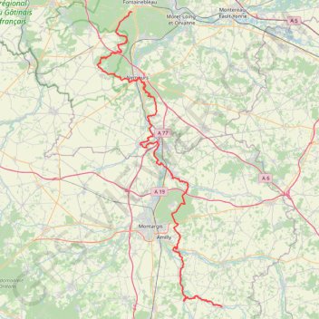 Itinéraire Fontainebleau - Saint-Maurice-sur-Aveyron, distance, dénivelé, altitude, carte, profil, trace GPS