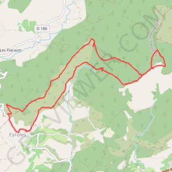 Itinéraire EYROLES. Col de Fabre et Col de Maruen, distance, dénivelé, altitude, carte, profil, trace GPS