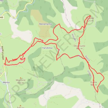 Itinéraire Otsaxar, Otsamunho, Errola en circuit depuis les Aldudes, distance, dénivelé, altitude, carte, profil, trace GPS