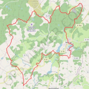 Itinéraire Meuzac - Puy et landes + Caux, distance, dénivelé, altitude, carte, profil, trace GPS