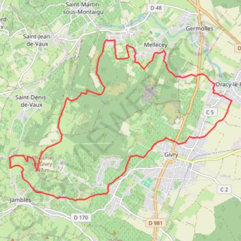 Itinéraire Sortie givry dracy étaules russilly, distance, dénivelé, altitude, carte, profil, trace GPS