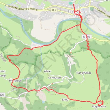 Itinéraire Saint Come d'Olt - Roquelaure, distance, dénivelé, altitude, carte, profil, trace GPS