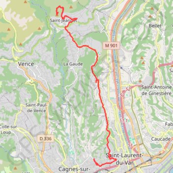 Itinéraire Nice, distance, dénivelé, altitude, carte, profil, trace GPS