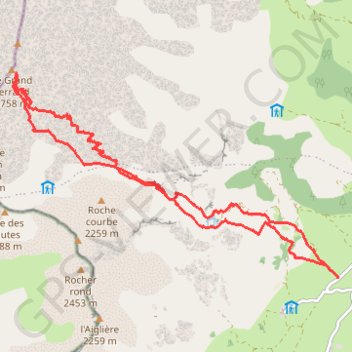 Itinéraire Grand Ferrand, versant Sud par le Vallon de Charnier (Devoluy), distance, dénivelé, altitude, carte, profil, trace GPS