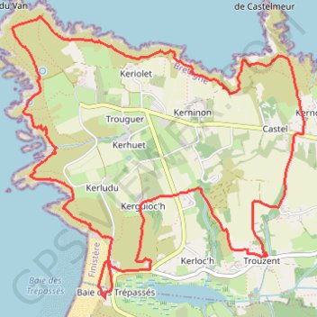 Itinéraire La pointe du Van, distance, dénivelé, altitude, carte, profil, trace GPS