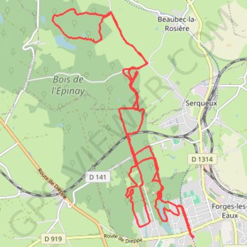 Itinéraire Vous suivez Forges les eaux Beaubec, distance, dénivelé, altitude, carte, profil, trace GPS
