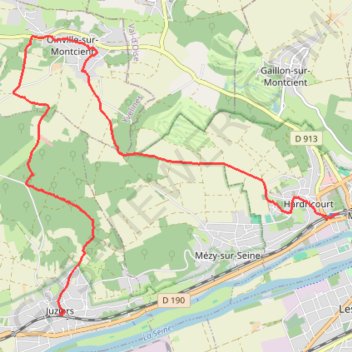 Itinéraire Oinville sur Montcient, distance, dénivelé, altitude, carte, profil, trace GPS