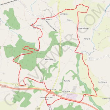 Itinéraire Saint Carré (22), distance, dénivelé, altitude, carte, profil, trace GPS