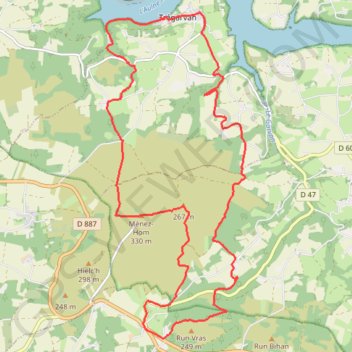 Itinéraire Le Menez-Hom et la forêt de Trégarvan, distance, dénivelé, altitude, carte, profil, trace GPS