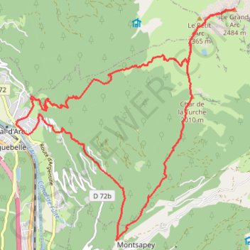 Itinéraire Grand Arc, distance, dénivelé, altitude, carte, profil, trace GPS
