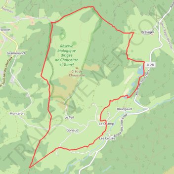 Itinéraire PR-Valadon - Cherfoy, distance, dénivelé, altitude, carte, profil, trace GPS