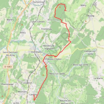 Itinéraire De Saint-Lothain à Lavigny via Voiteur, distance, dénivelé, altitude, carte, profil, trace GPS