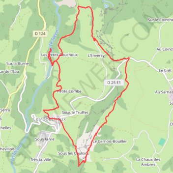 Itinéraire Le circuit des couloirs au départ des Bouchoux, distance, dénivelé, altitude, carte, profil, trace GPS