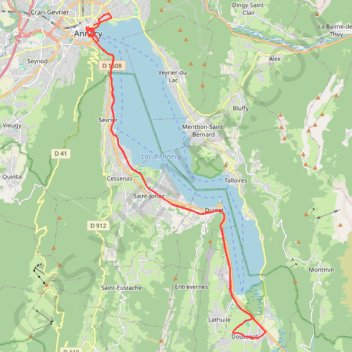 Itinéraire Marathon ANNECY, distance, dénivelé, altitude, carte, profil, trace GPS