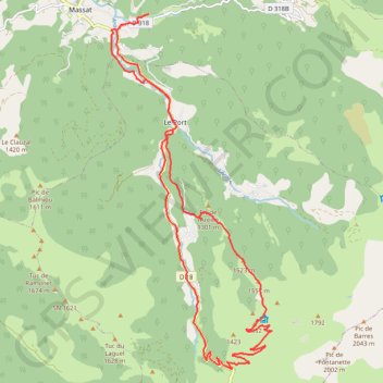 Itinéraire Col de rose depuis Massat, distance, dénivelé, altitude, carte, profil, trace GPS