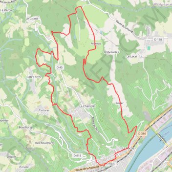 Itinéraire Pilat-Ampuis-Côte Rôtie, distance, dénivelé, altitude, carte, profil, trace GPS